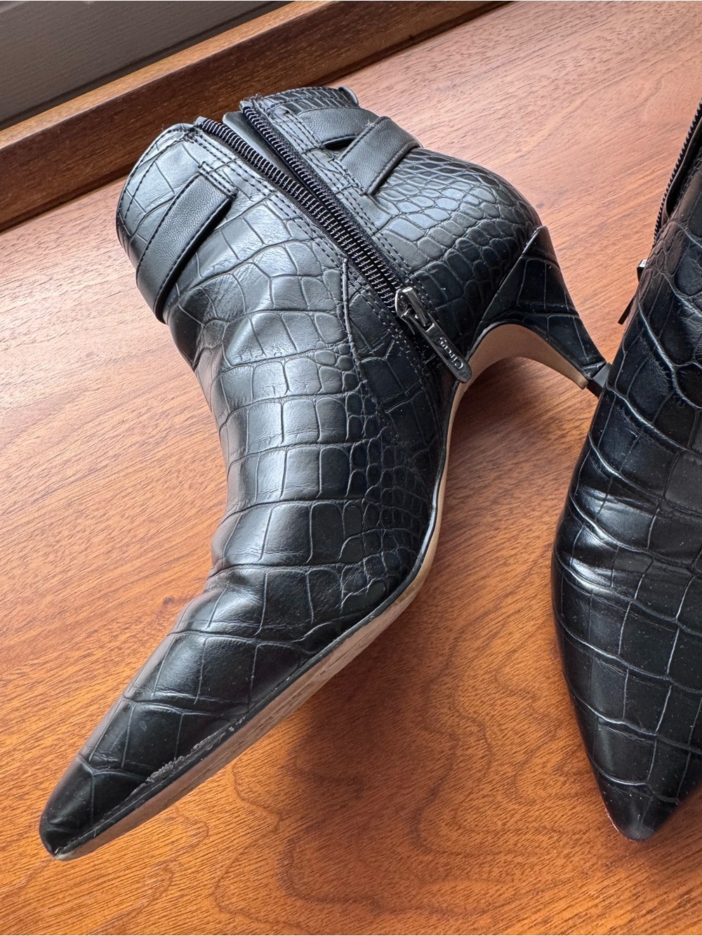 Ankle Boots by Sam Edelman Black Croc-Embossed Pointed - Picture 2 of 9